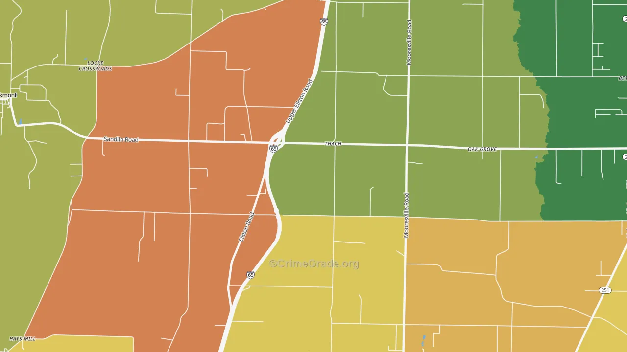 Thach, AL Map of Robbery Rates