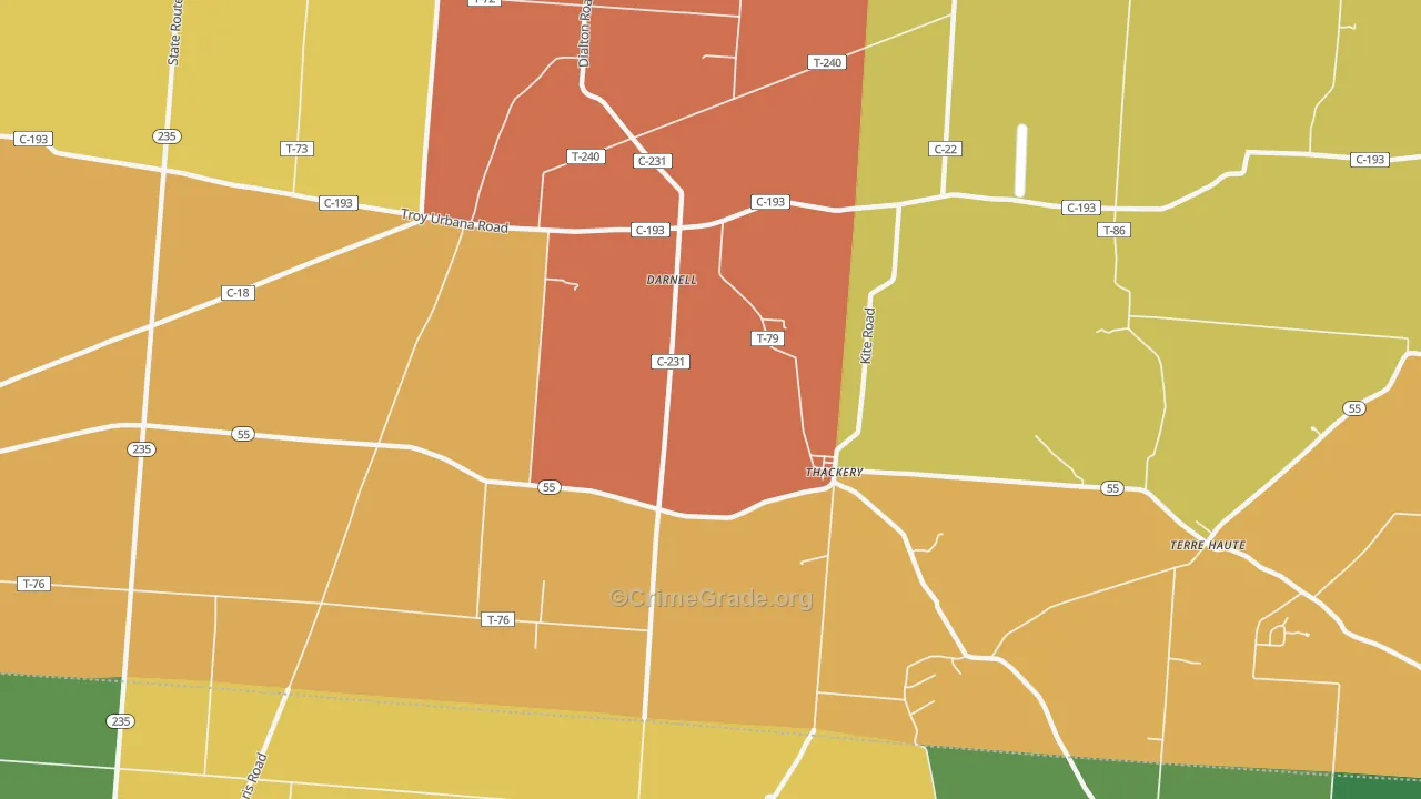 Thackery, OH Map of Robbery Rates
