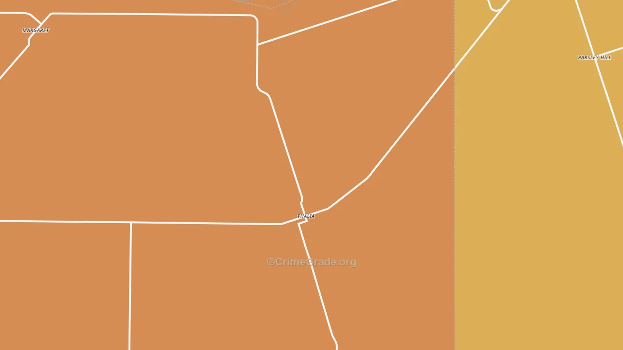Thalia, TX Map of Robbery Rates