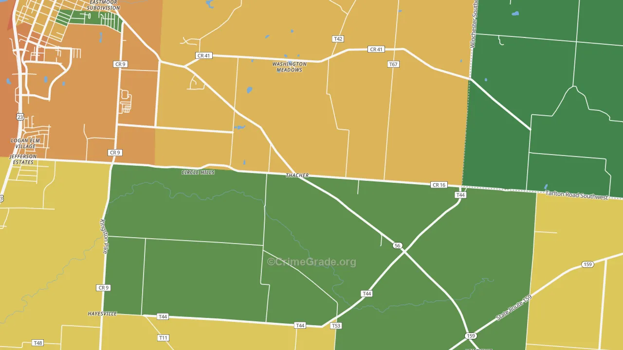 Thatcher, OH Map of Robbery Rates