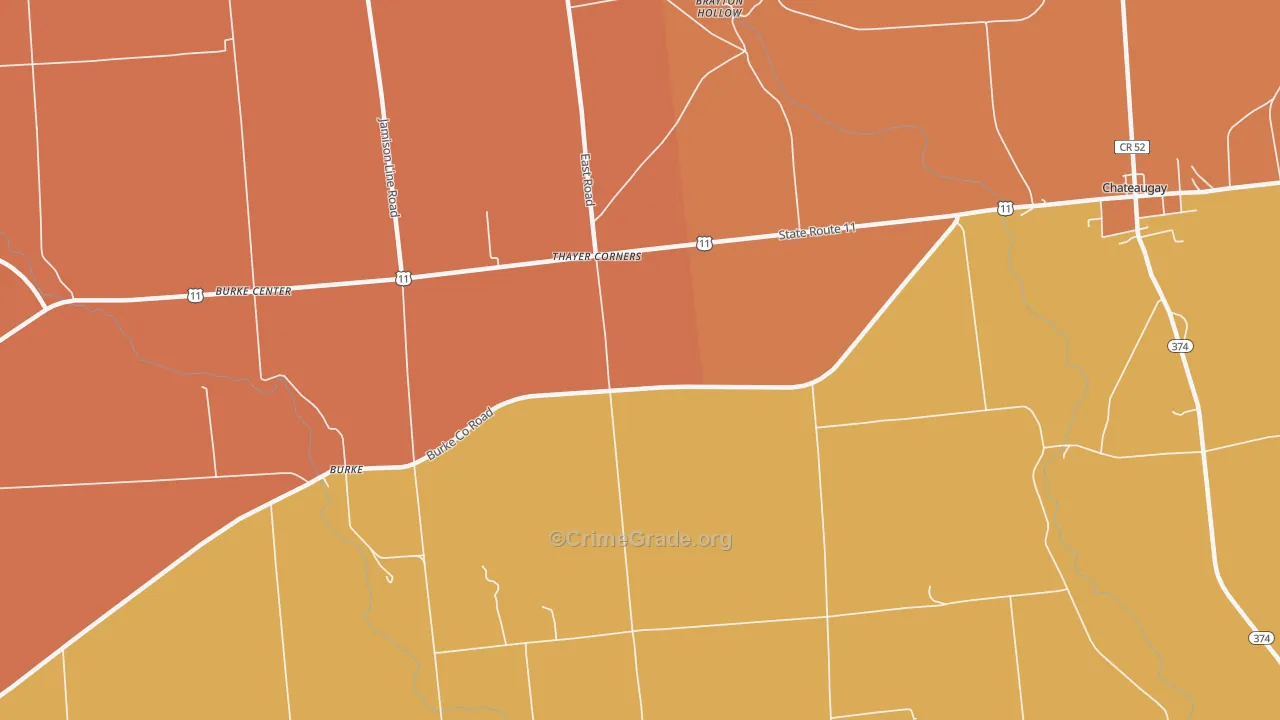 Thayer Corners, NY Map of Robbery Rates