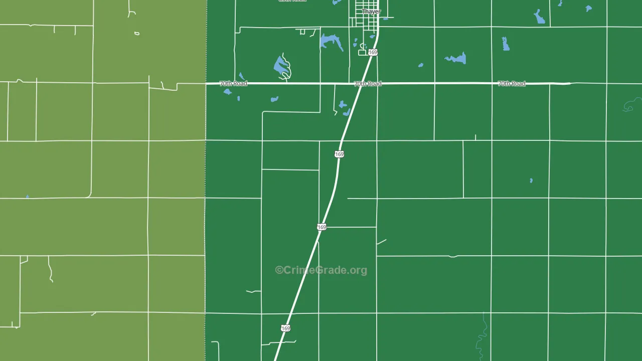Thayer, KS Map of Robbery Rates