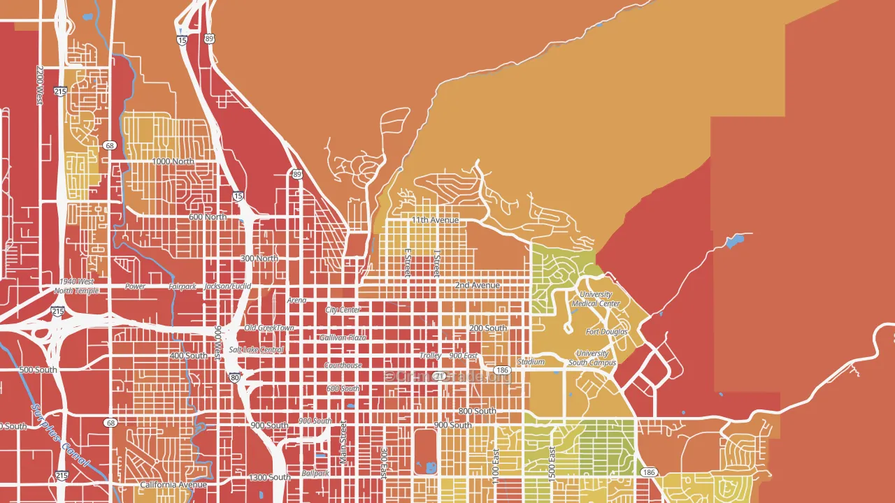 The Avenues, Salt Lake City, UT Map of Robbery Rates