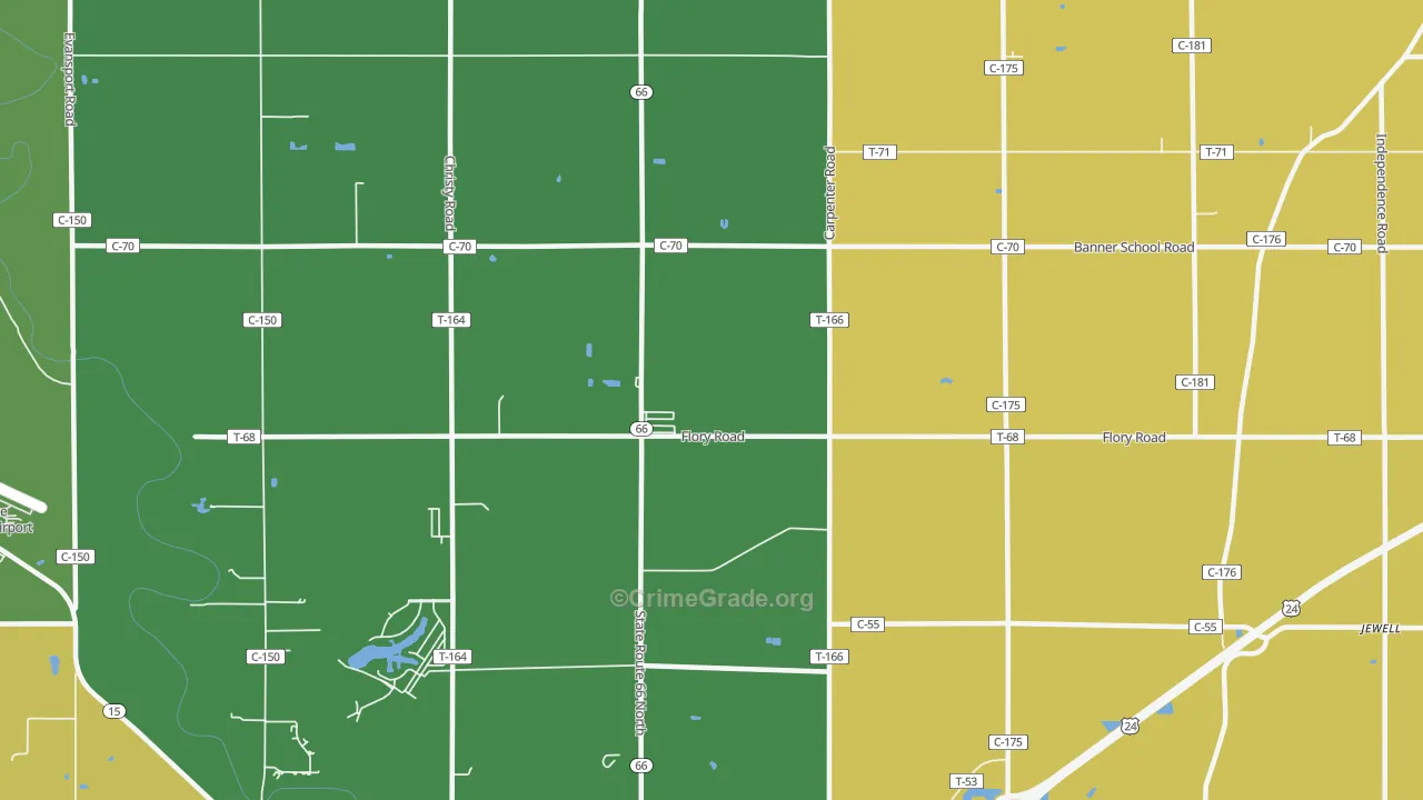 The Bend, OH Map of Robbery Rates