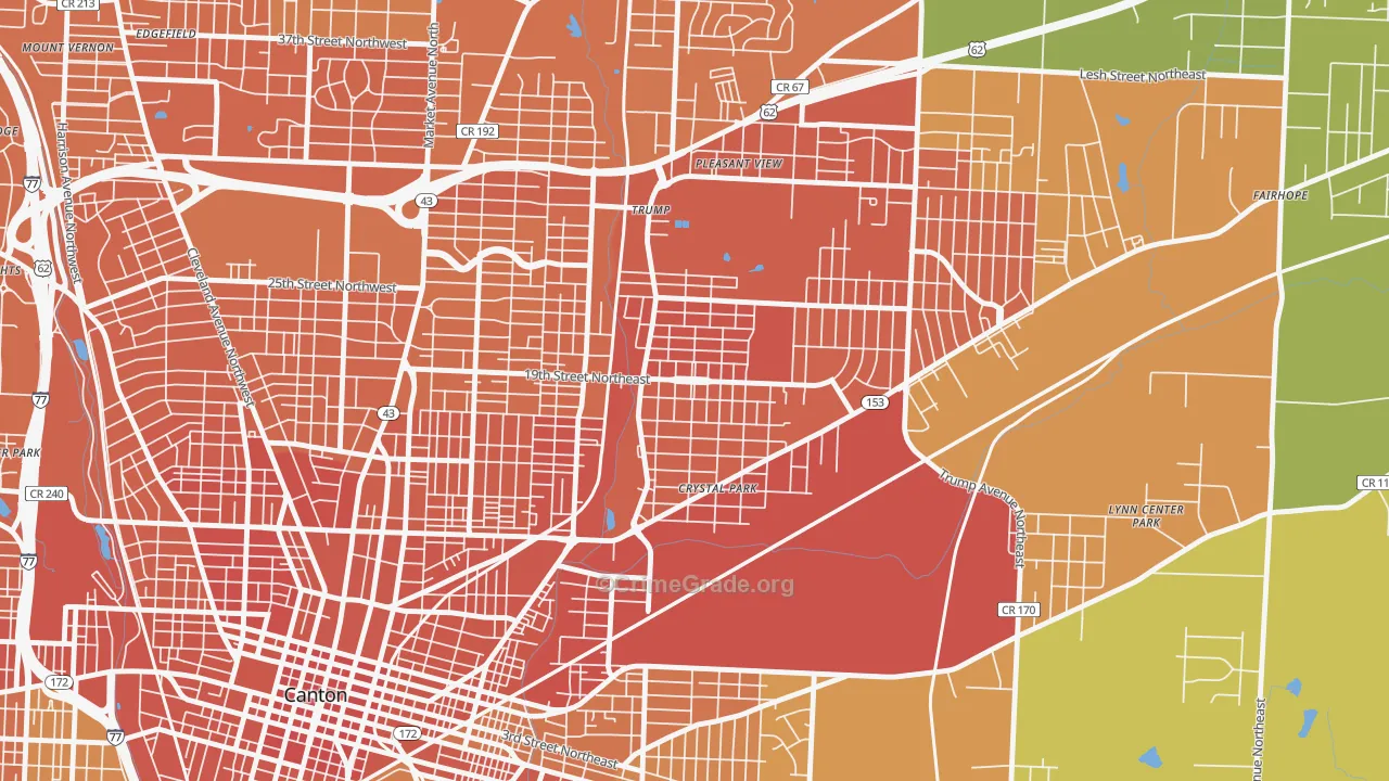 The Boulevards, Canton, OH Map of Robbery Rates
