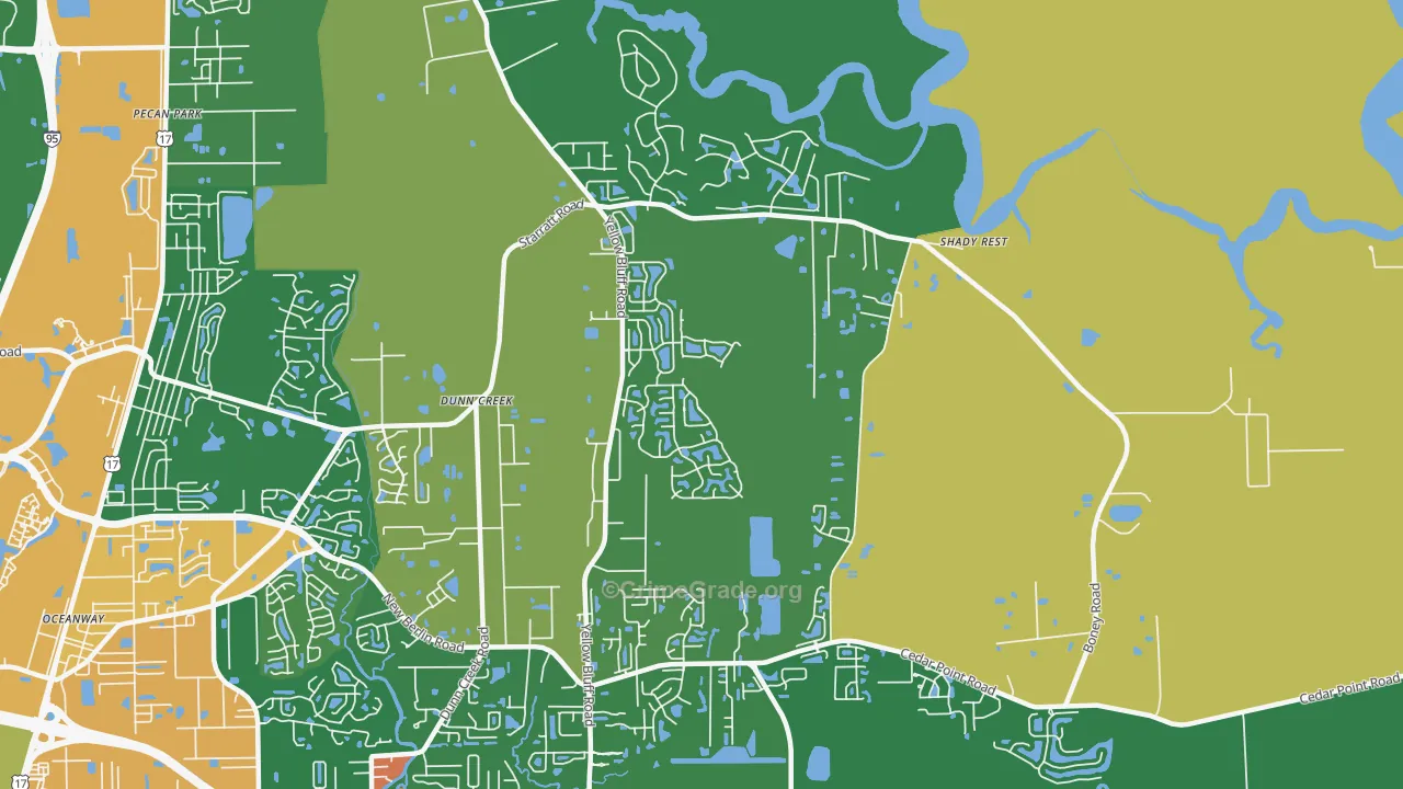 The Cape, Jacksonville, FL Map of Robbery Rates