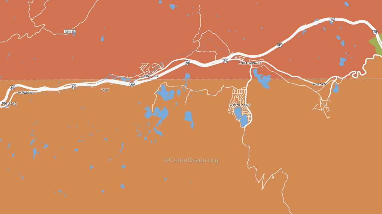 The Cedars, CA Map of Robbery Rates