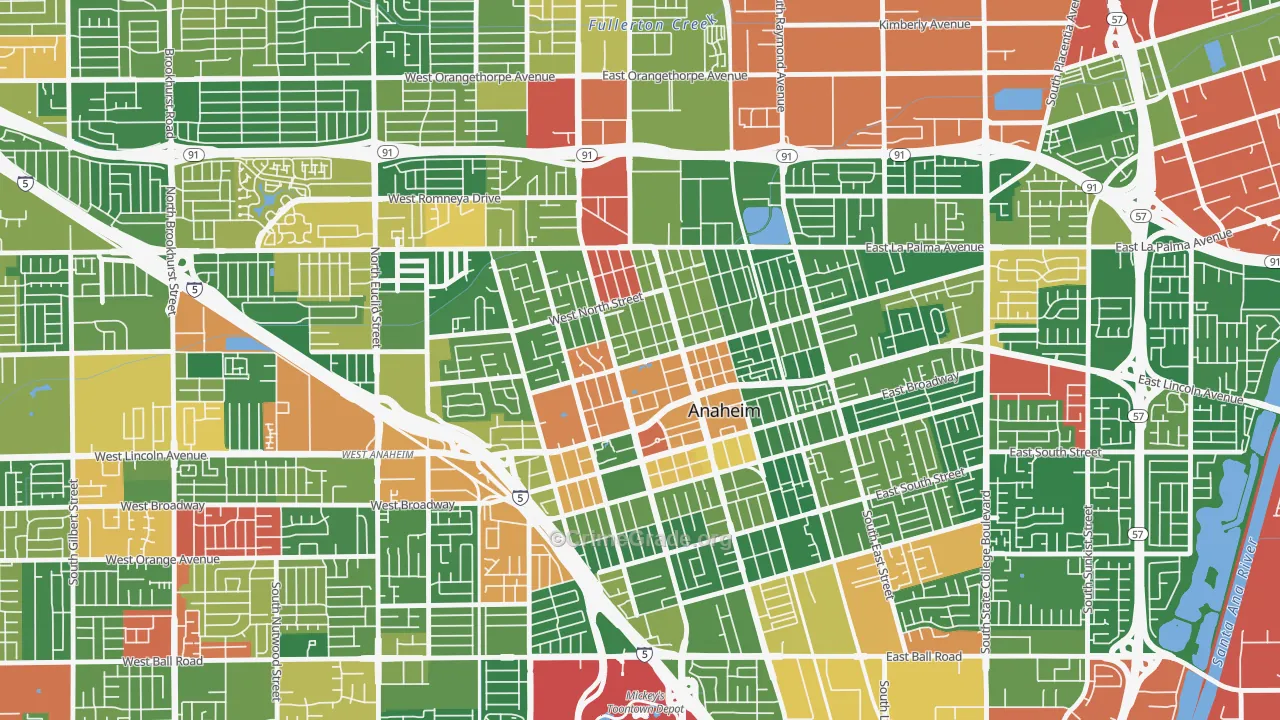 The Colony, Anaheim, CA Map of Robbery Rates