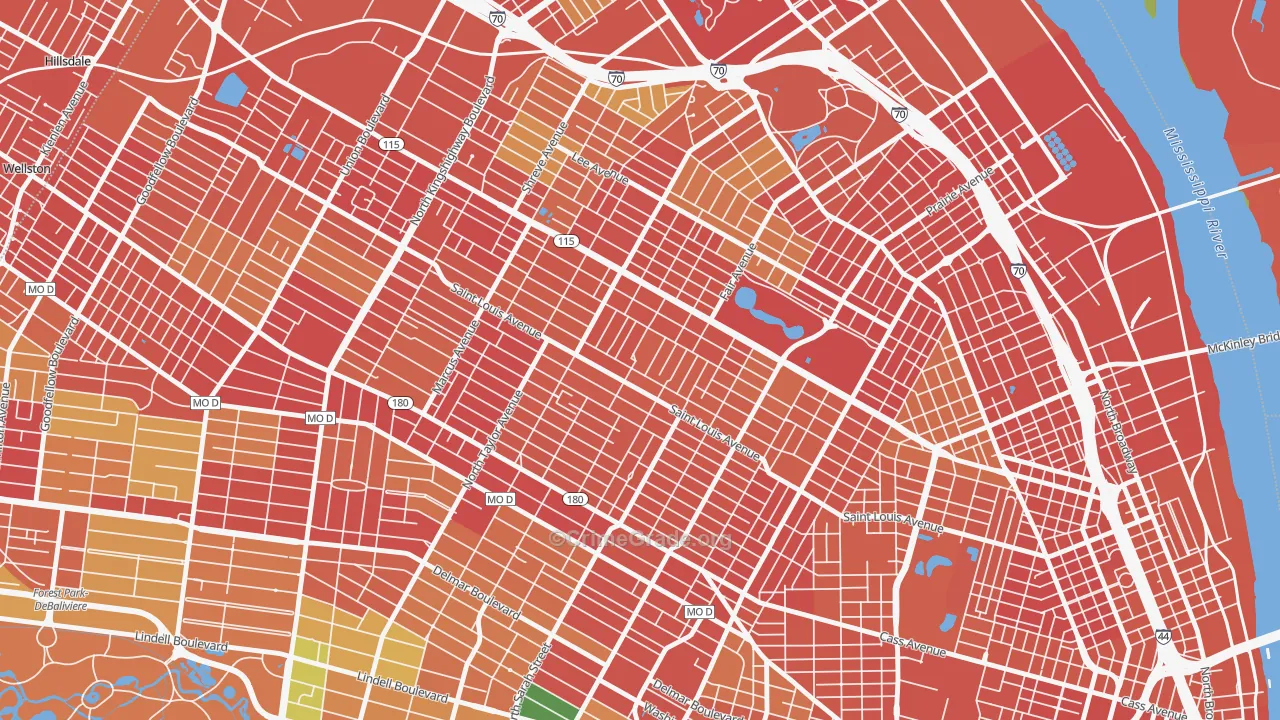 The Greater Ville, St. Louis, MO Map of Robbery Rates