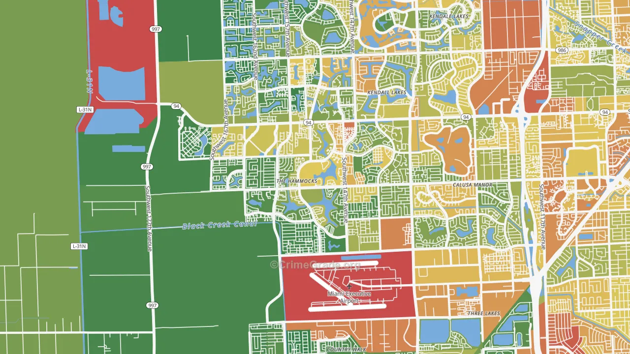 The Hammocks, FL Map of Robbery Rates