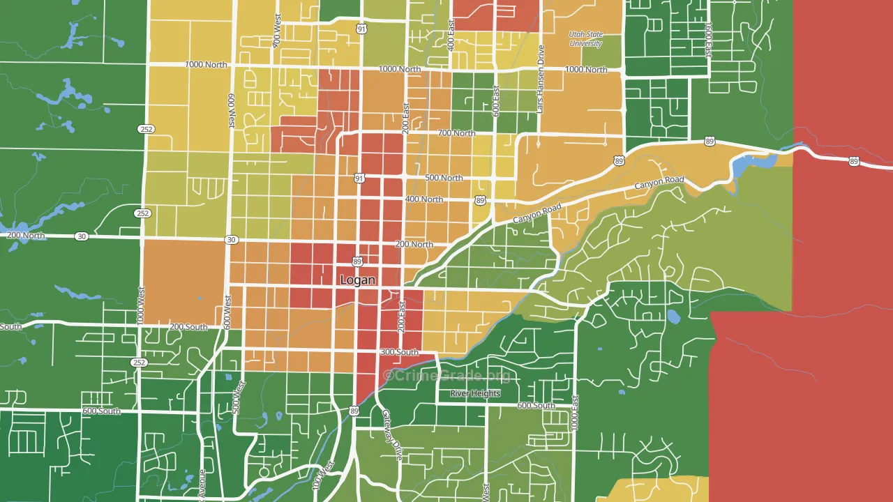 The Island, Logan, UT Map of Robbery Rates