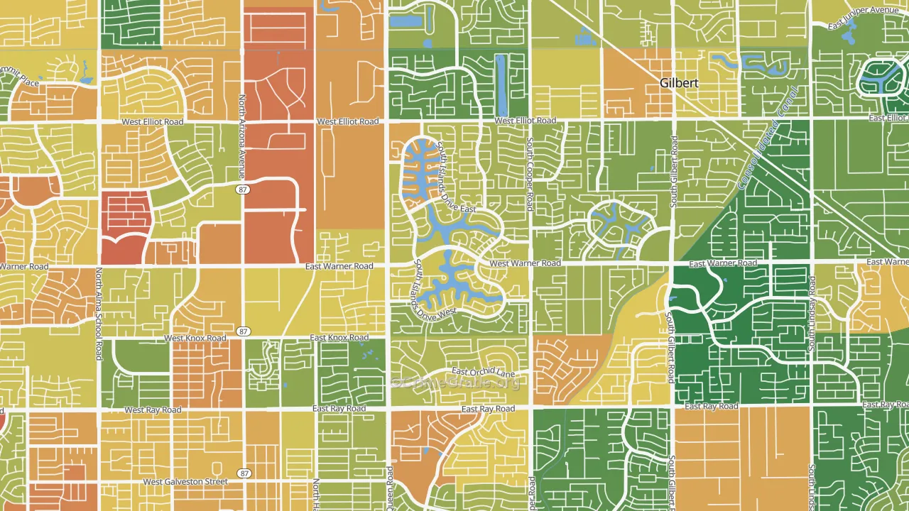 The Islands, Gilbert, AZ Map of Robbery Rates