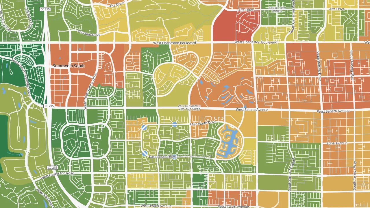 The Lakes, Las Vegas, NV Map of Robbery Rates