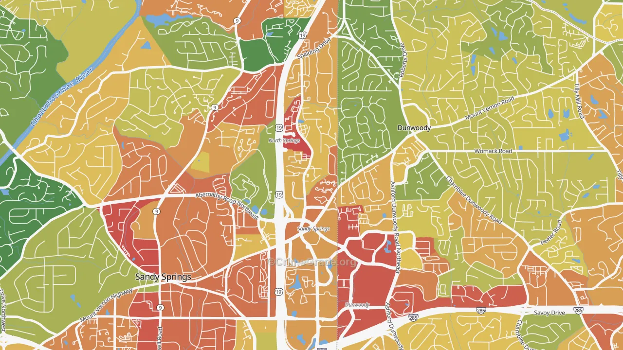 The Meadows, Sandy Springs, GA Map of Robbery Rates