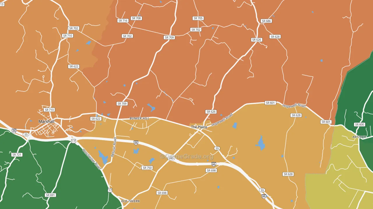 The Plains, VA Map of Robbery Rates