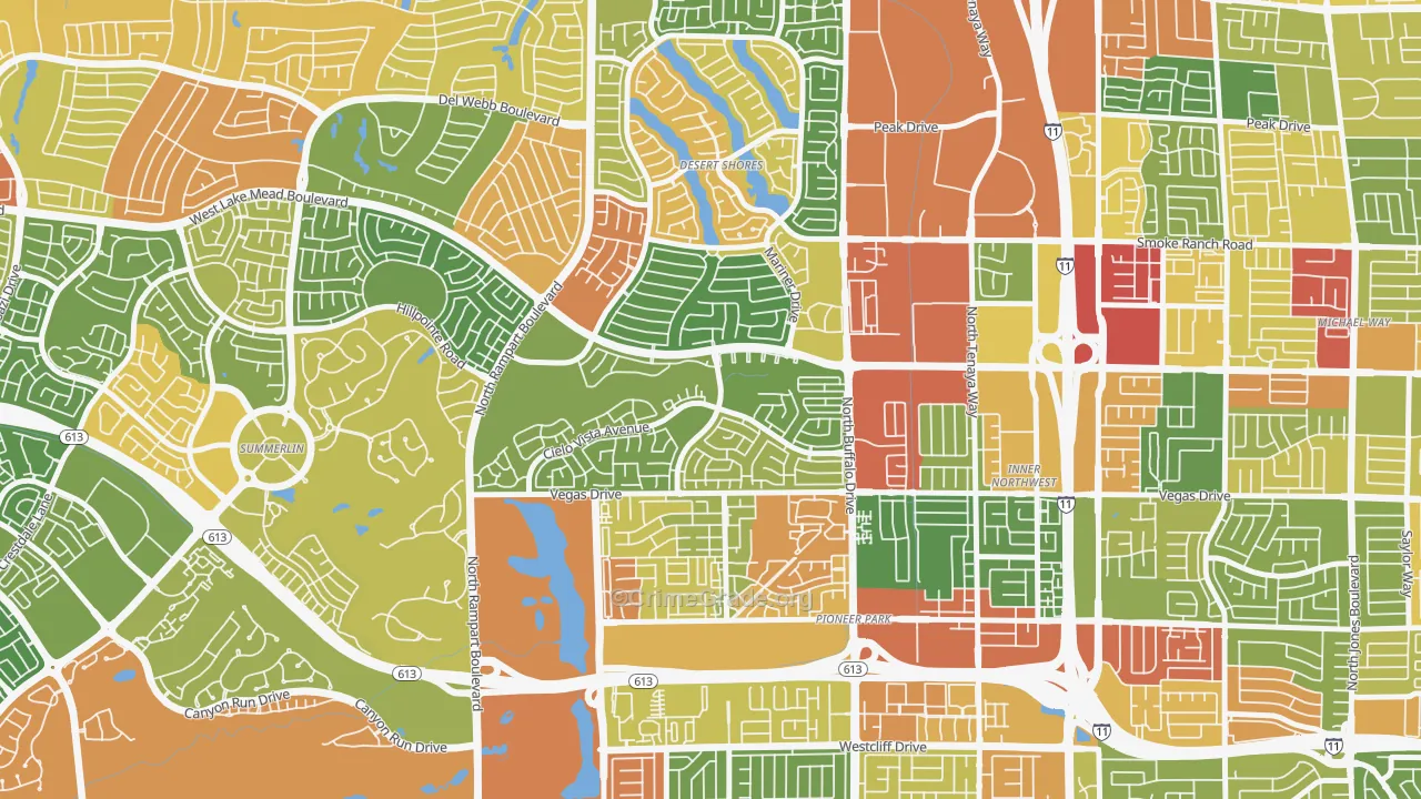 The Pueblo, Las Vegas, NV Map of Robbery Rates