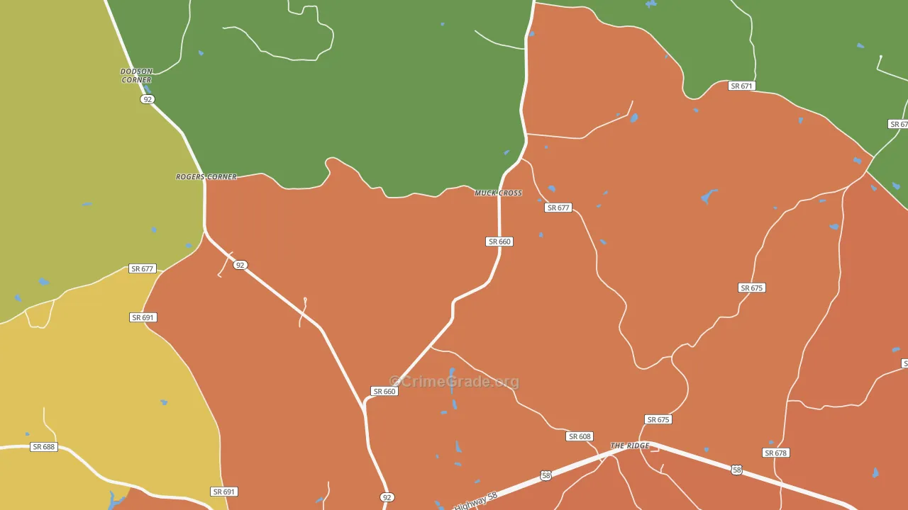 The Ridge, VA Map of Robbery Rates