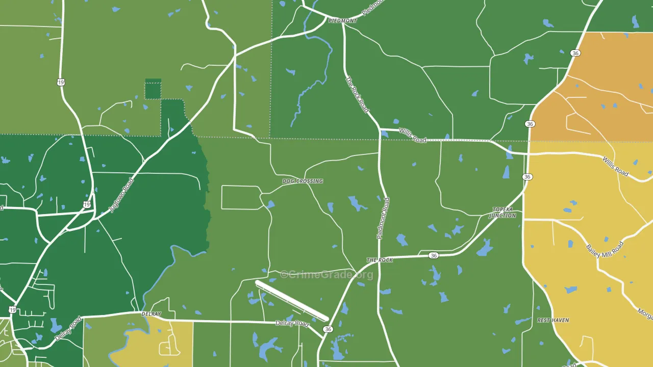 The Rock, GA Map of Robbery Rates
