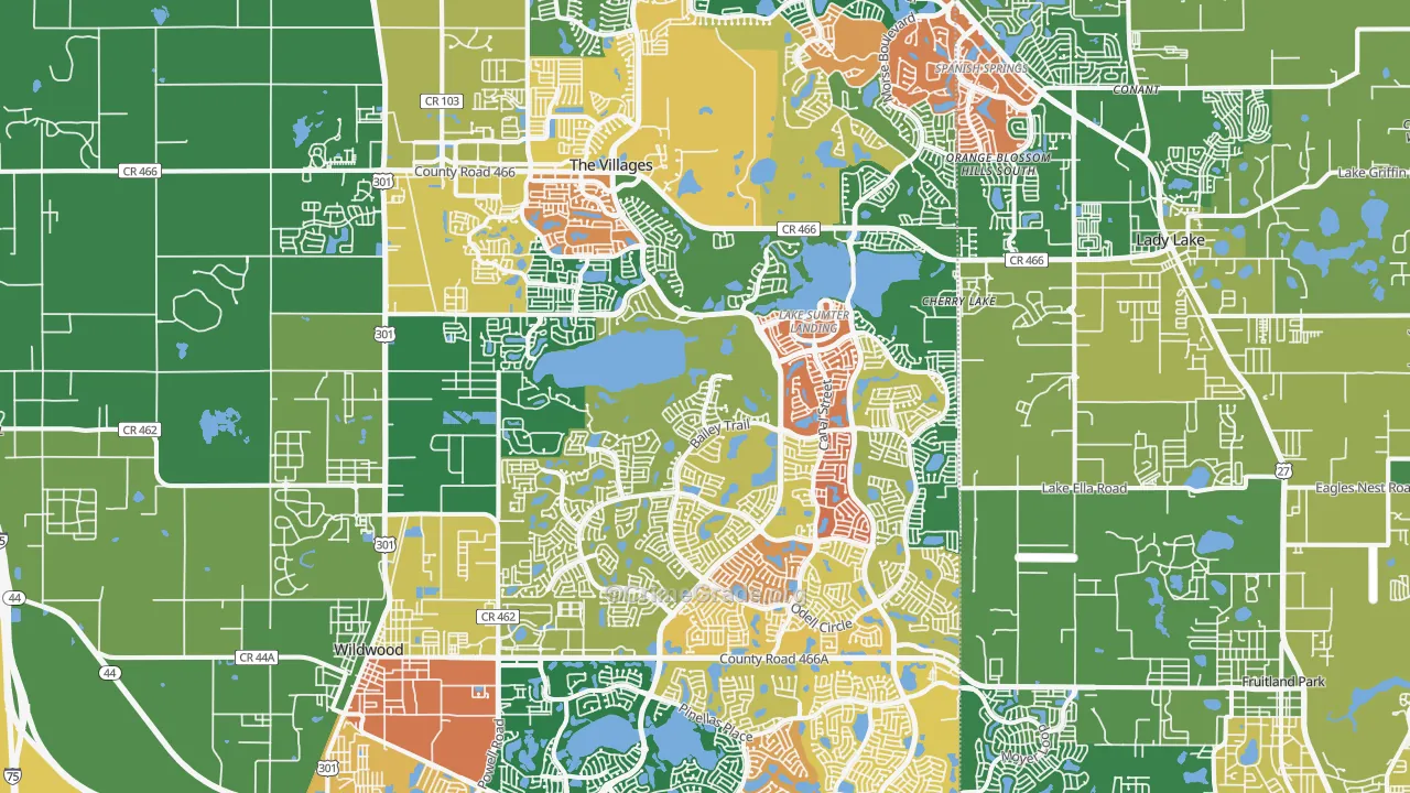 The Villages, FL Map of Robbery Rates