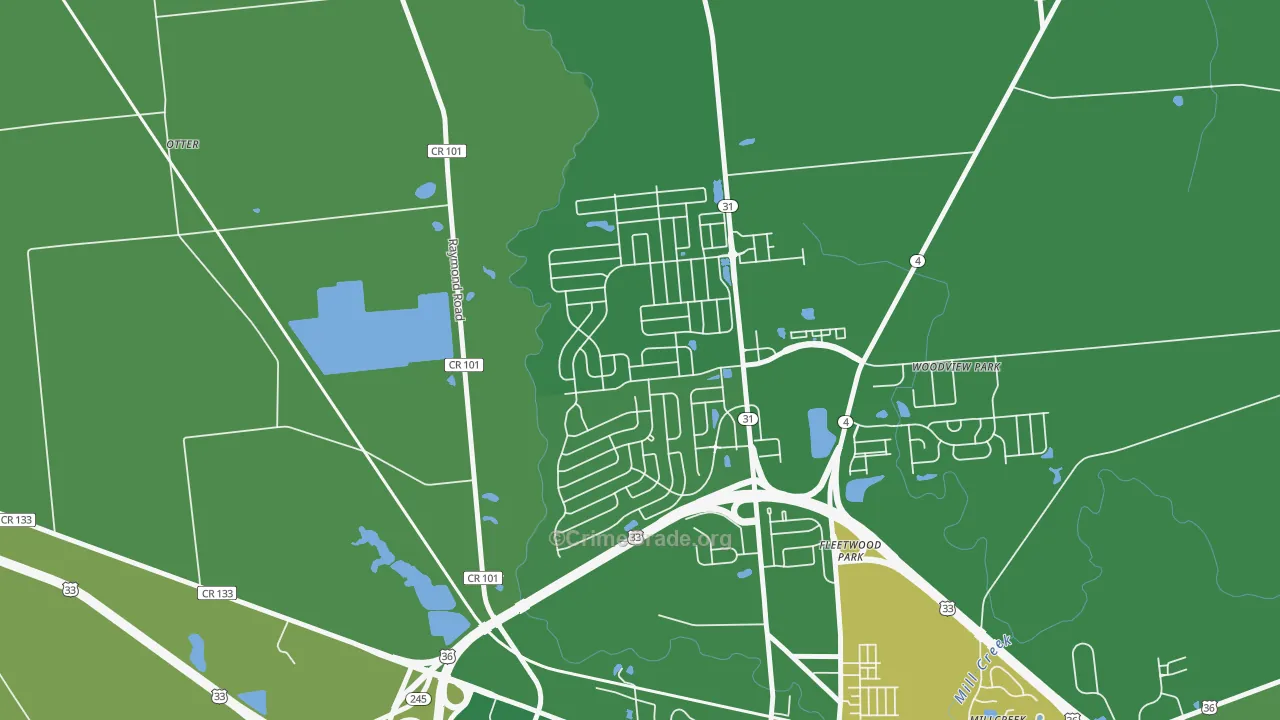 The Woods at Mill Valley, Marysville, OH Map of Robbery Rates