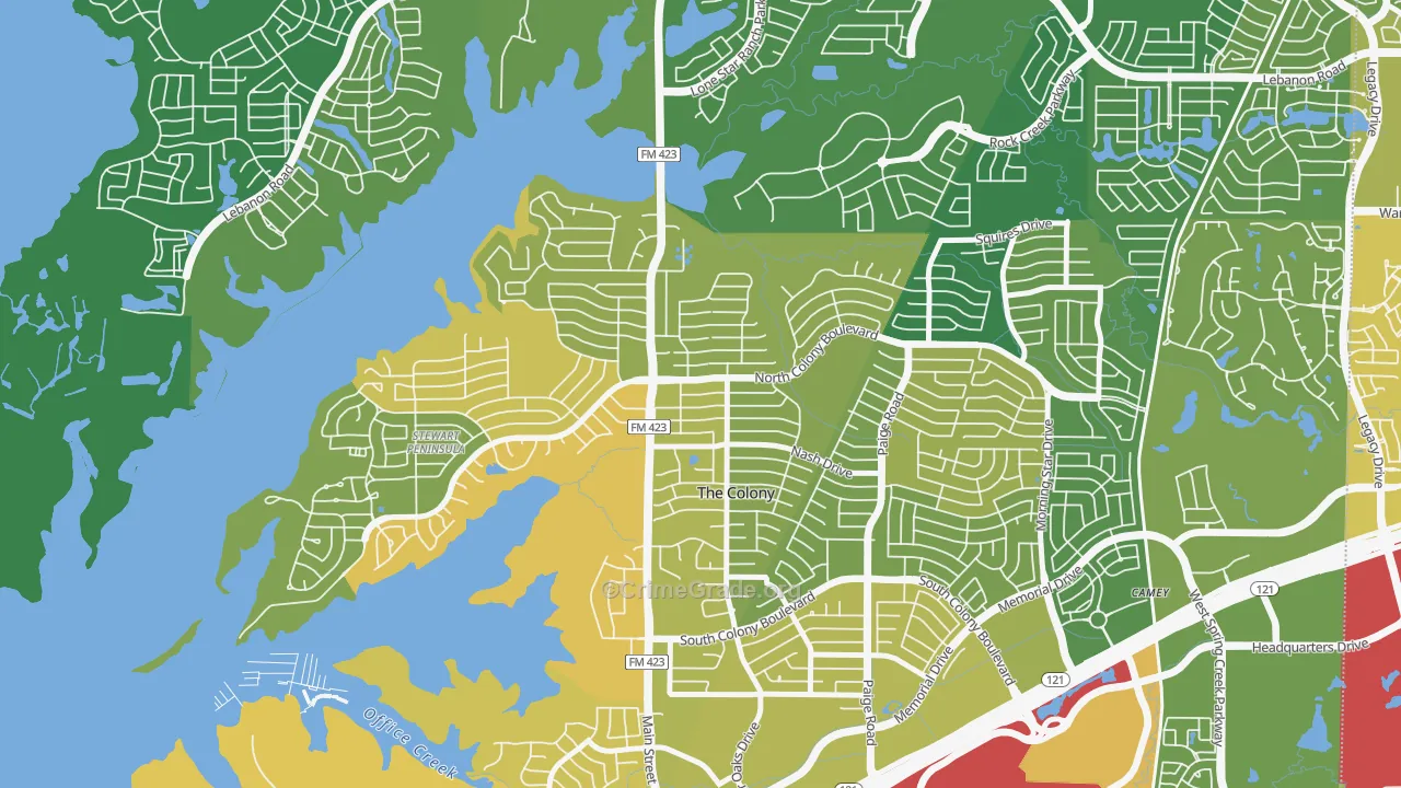 The Ws, The Colony, TX Map of Robbery Rates