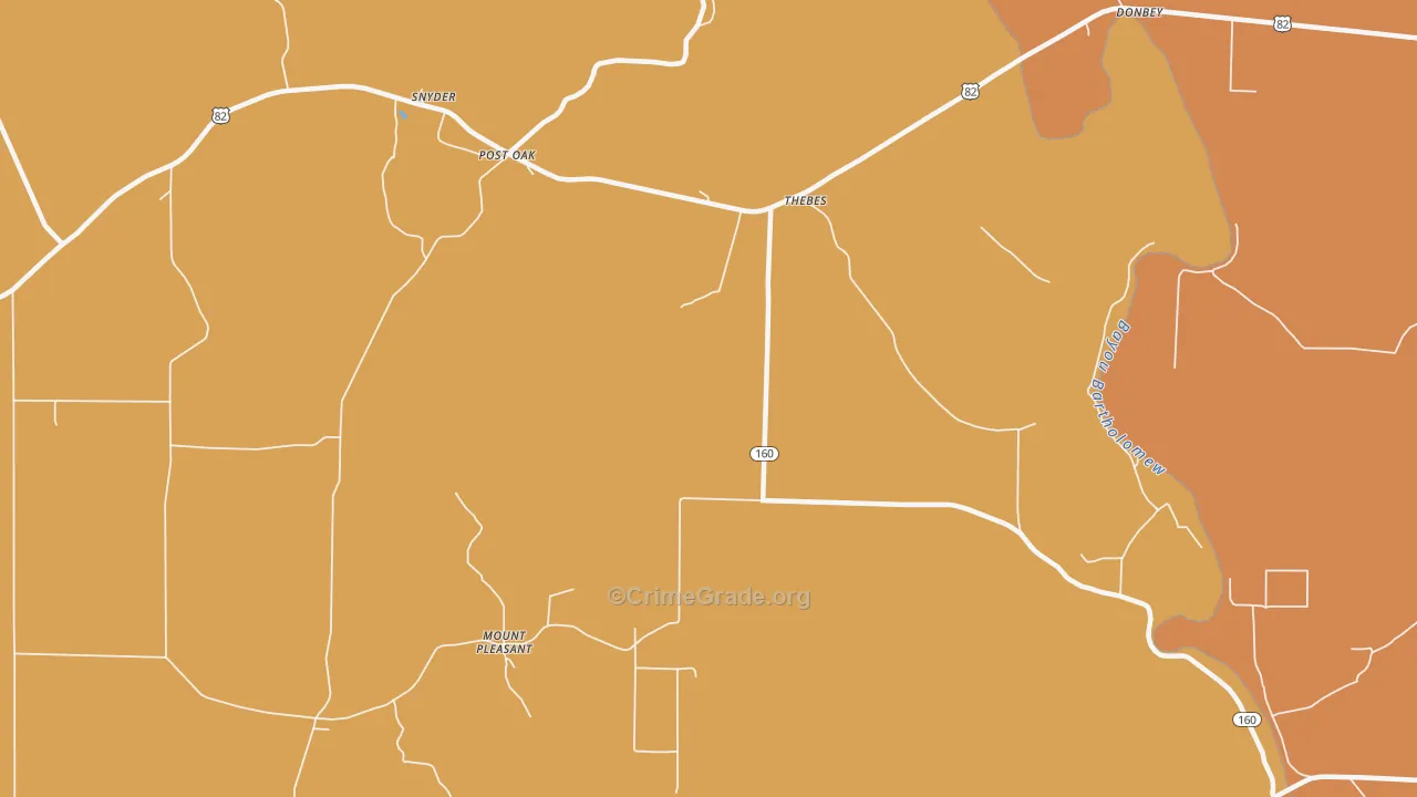Thebes, AR Map of Robbery Rates