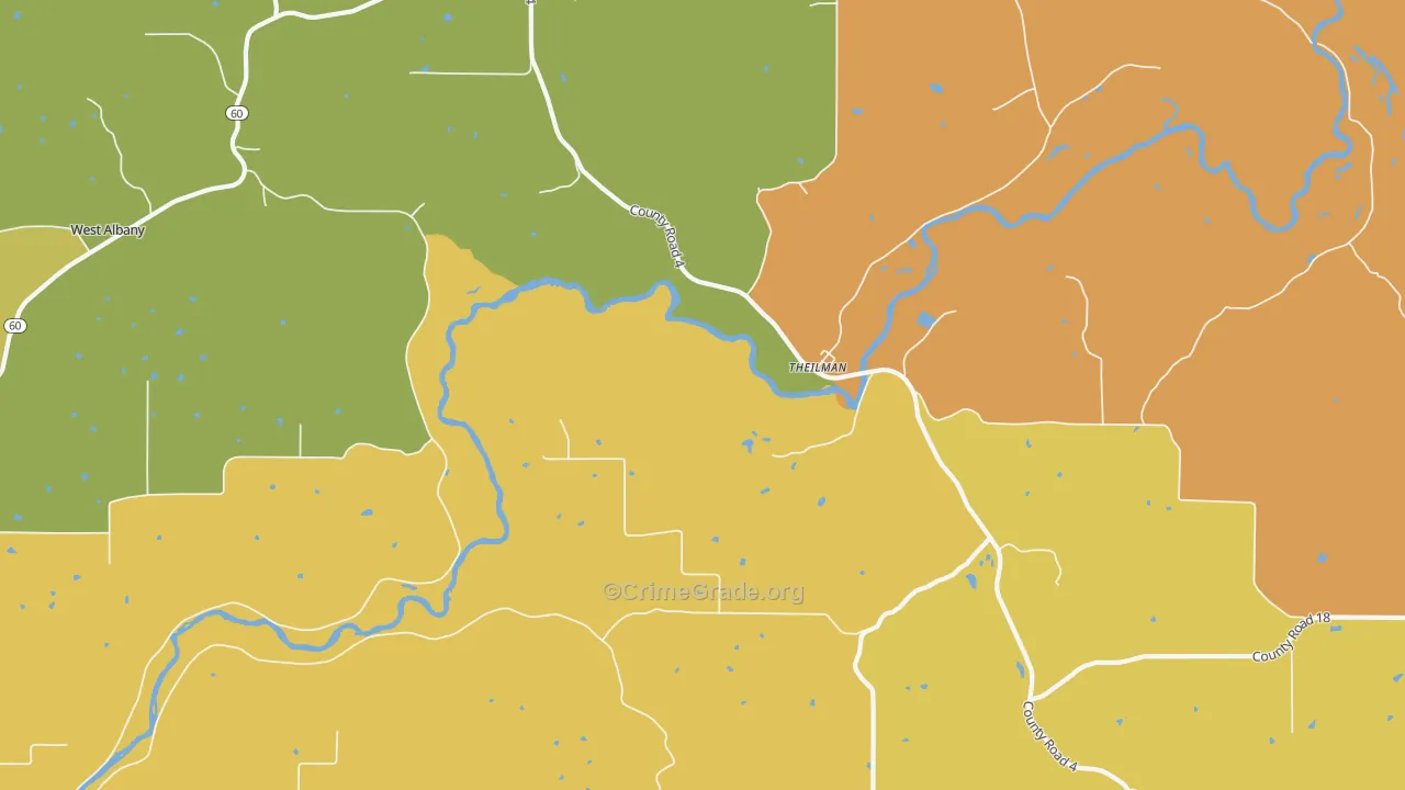 Theilman, MN Map of Robbery Rates