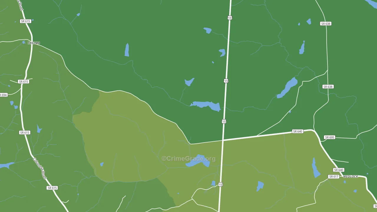 Thelma, VA Map of Robbery Rates