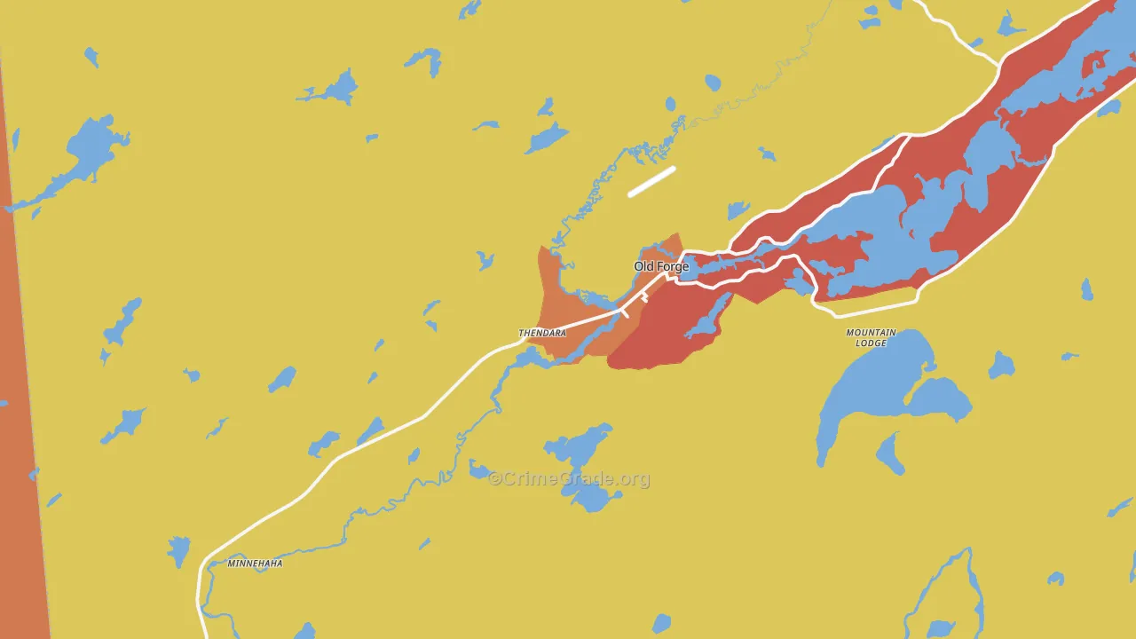 Thendara, NY Map of Robbery Rates