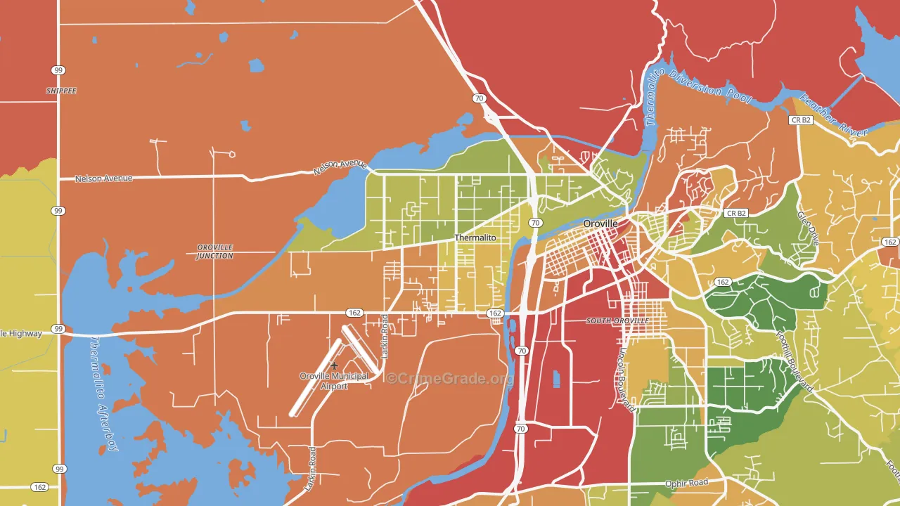 Thermalito, CA Map of Robbery Rates