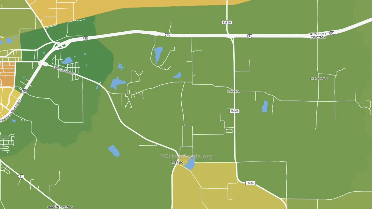 Thermo, TX Map of Robbery Rates