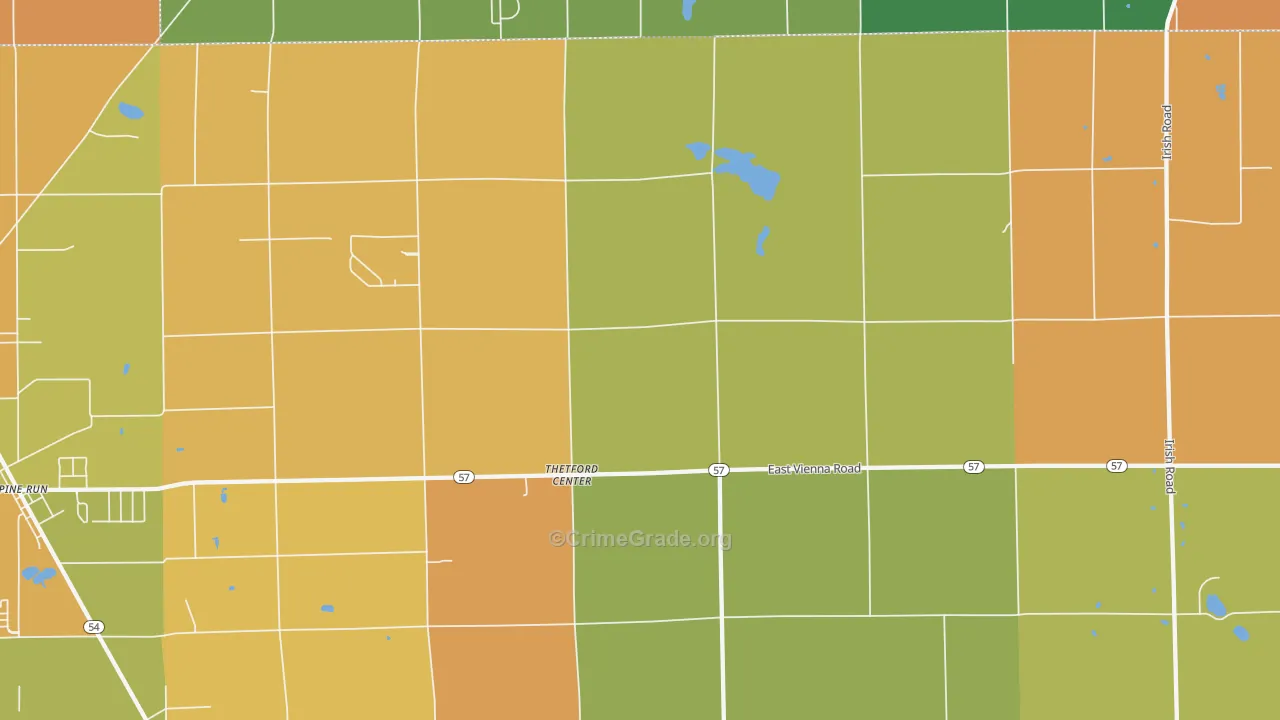 Thetford Center, MI Map of Robbery Rates