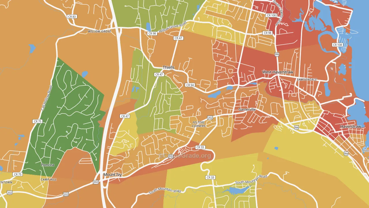 Thiells, NY Map of Robbery Rates