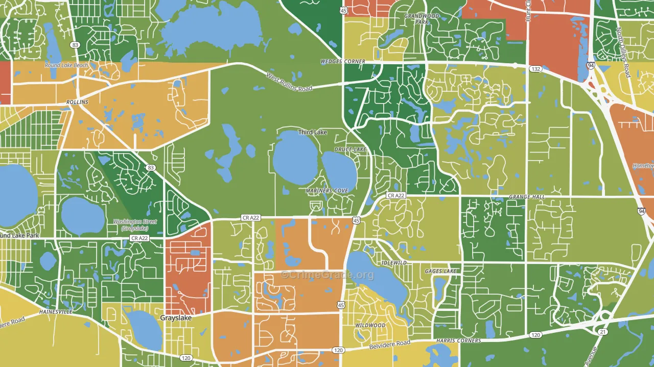 Third Lake, IL Map of Robbery Rates