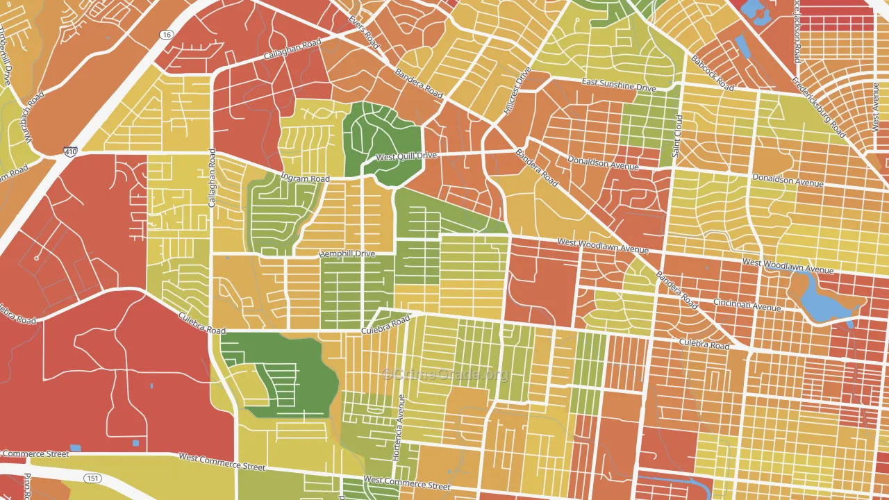 Third World, San Antonio, TX Map of Robbery Rates