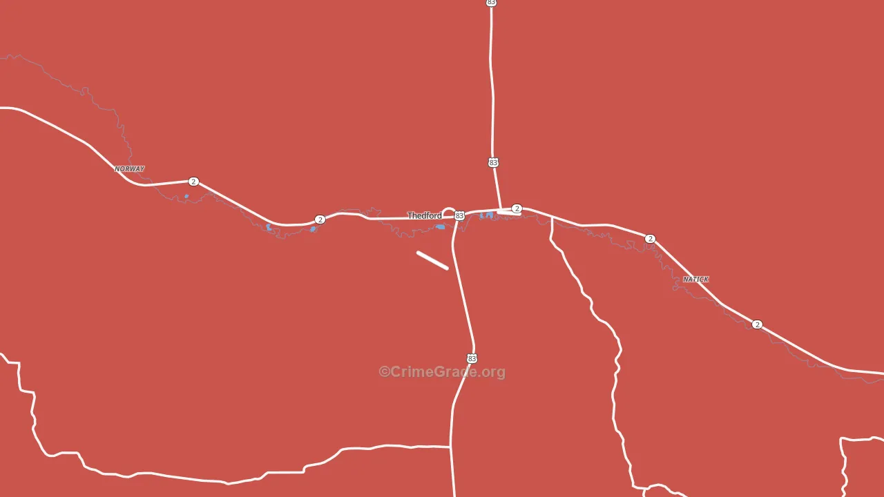 Thomas County, NE Map of Robbery Rates