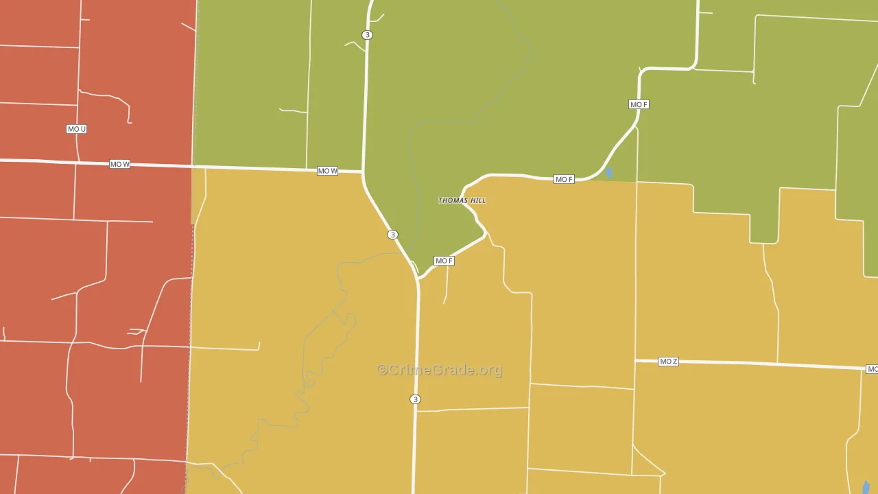 Thomas Hill, MO Map of Robbery Rates