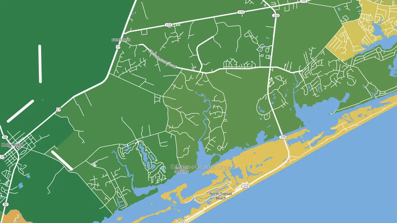 Thomas Landing, NC Map of Robbery Rates