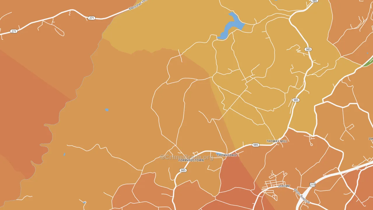 Thomas Mills, PA Map of Robbery Rates