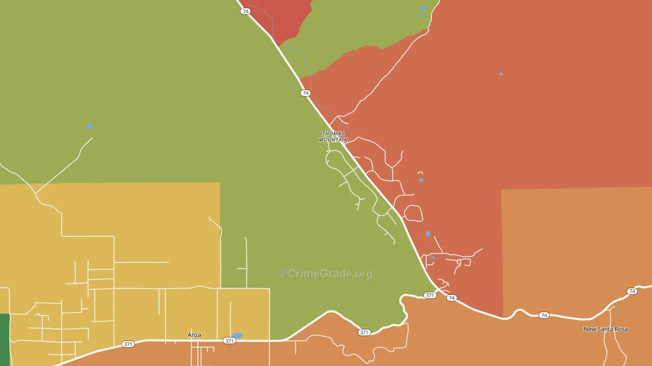 Thomas Mountain, CA Map of Robbery Rates