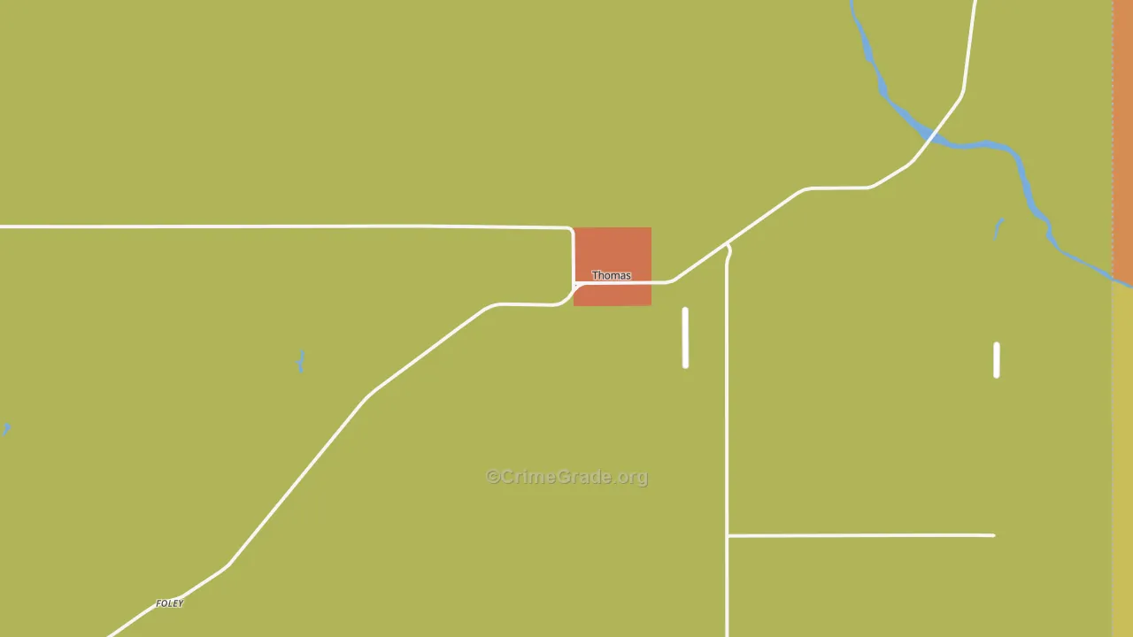 Thomas, OK Map of Robbery Rates