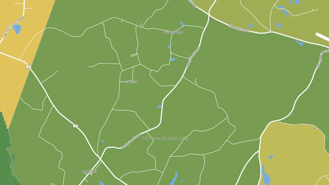 Thomasboro, GA Map of Robbery Rates