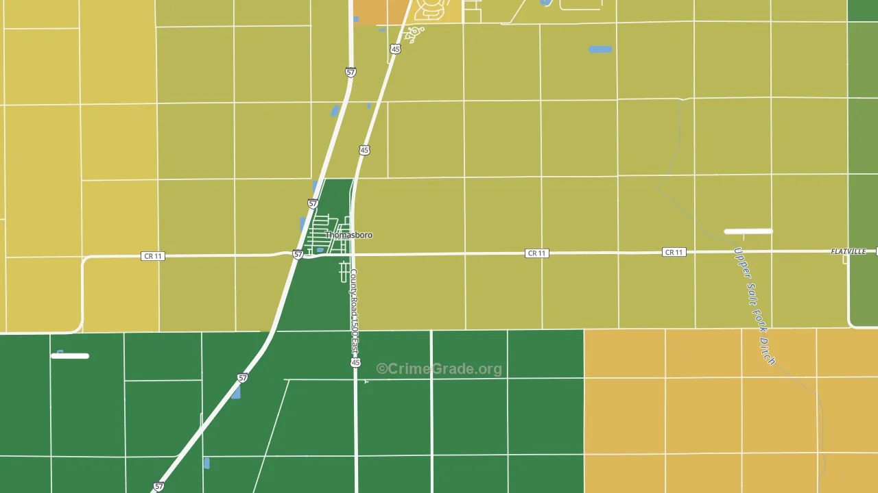 Thomasboro, IL Map of Robbery Rates