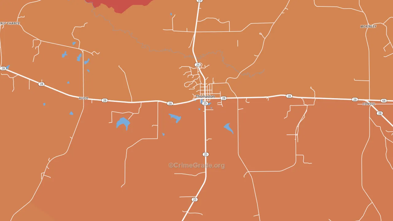 Thomaston, AL Map of Robbery Rates