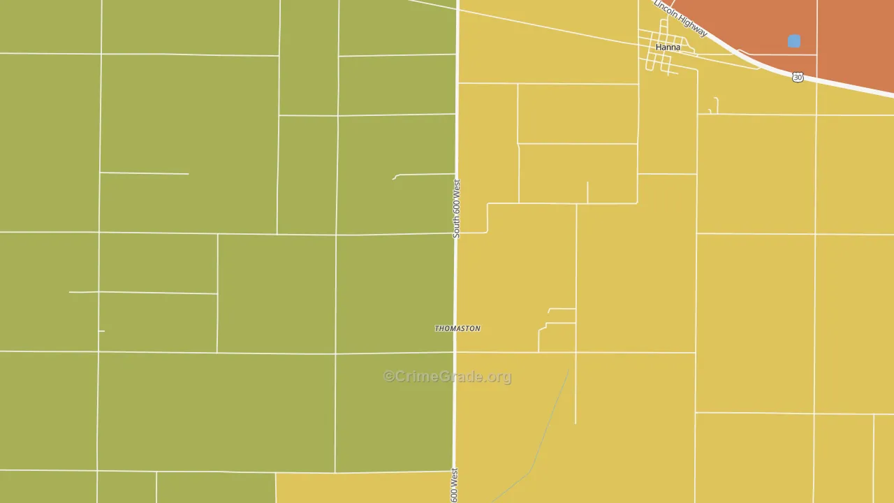 Thomaston, IN Map of Robbery Rates
