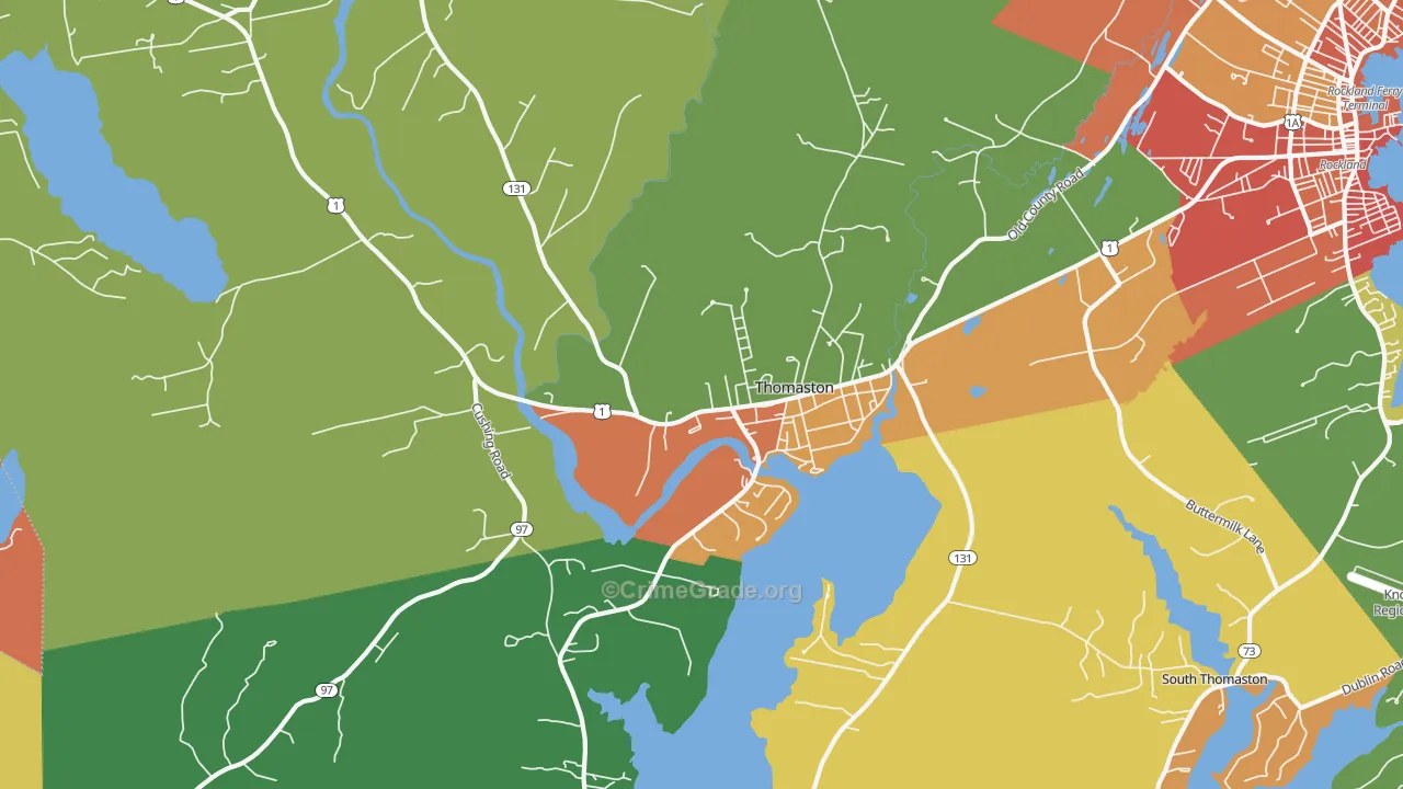 Thomaston, ME Map of Robbery Rates