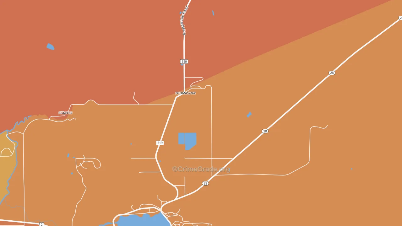 Thomaston, MI Map of Robbery Rates
