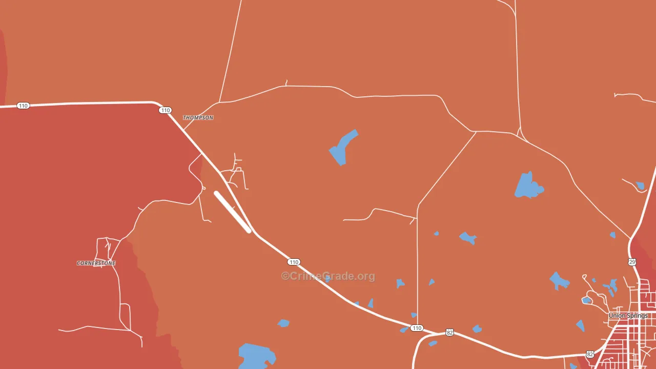 Thompson, AL Map of Robbery Rates