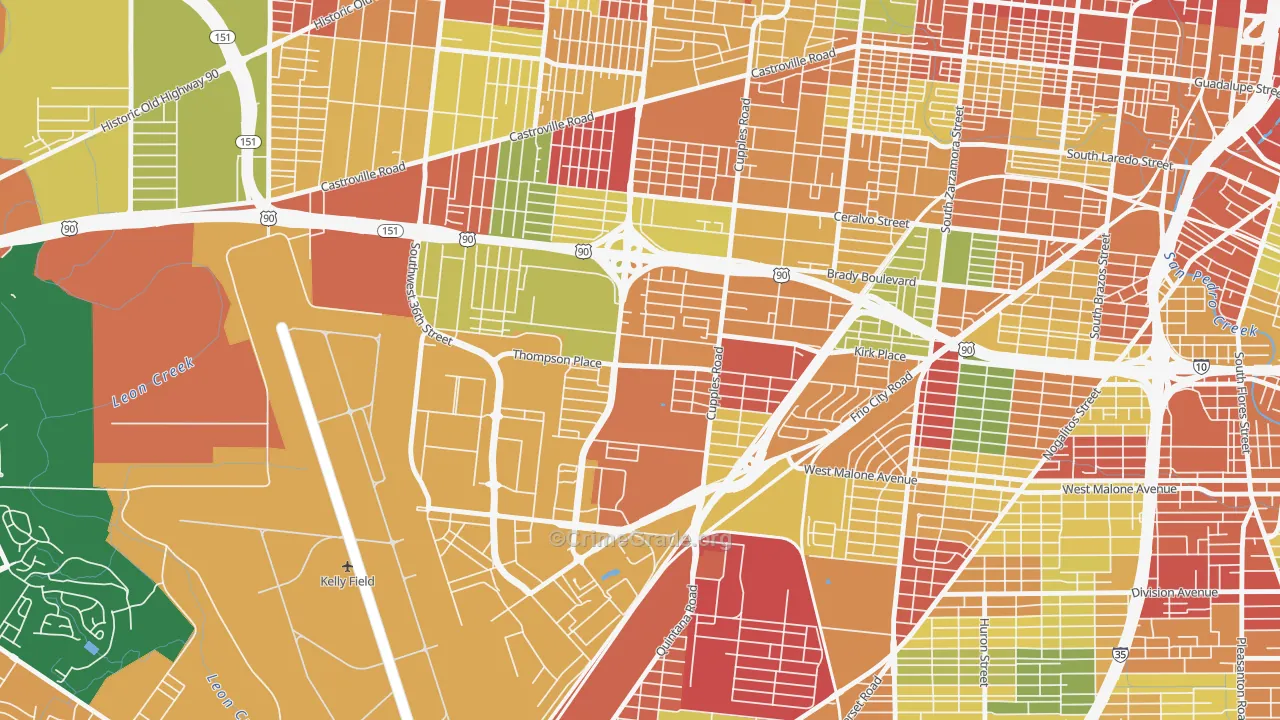 Thompson Community, San Antonio, TX Map of Robbery Rates