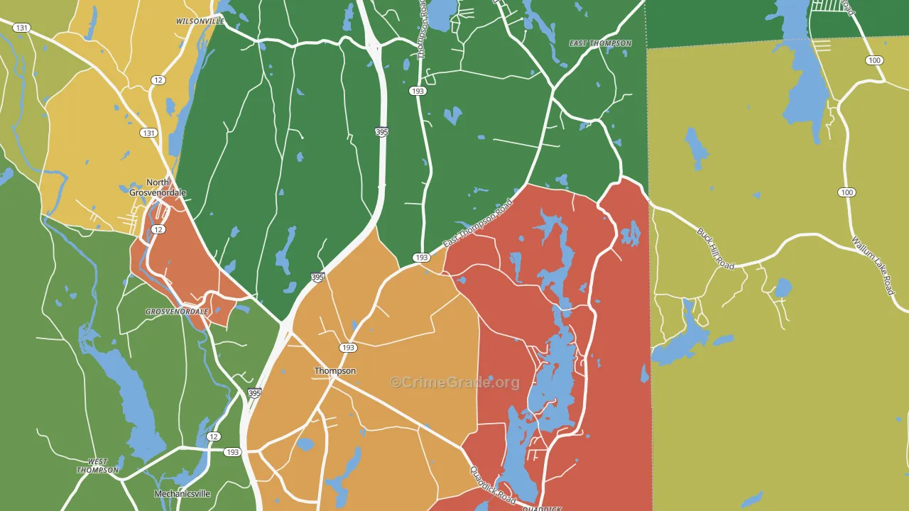 Thompson, CT Map of Robbery Rates